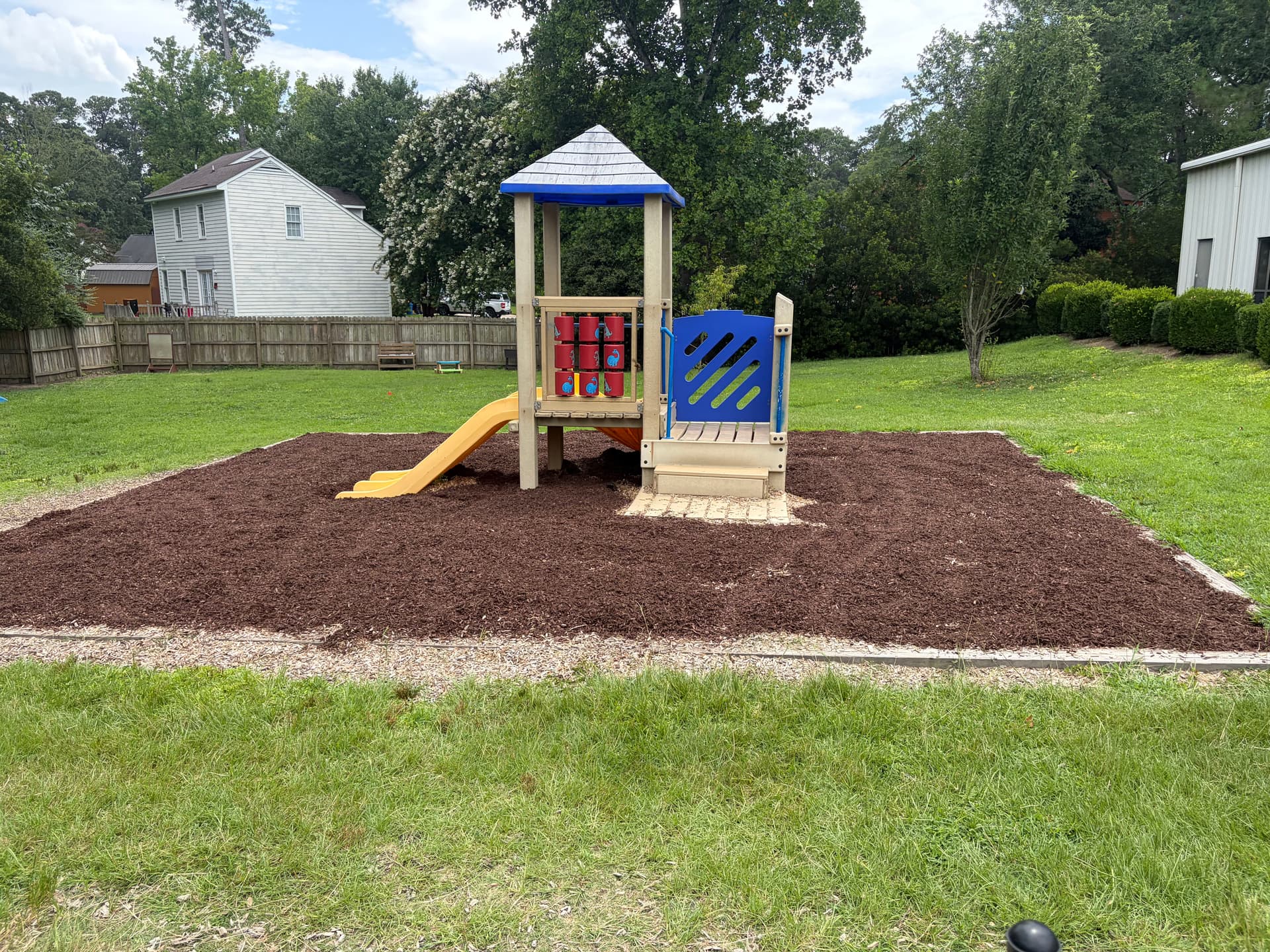 Gallery photos for 7 Yards of Brown Mulch for a Wilson NC Childcare Play Area: Image #2