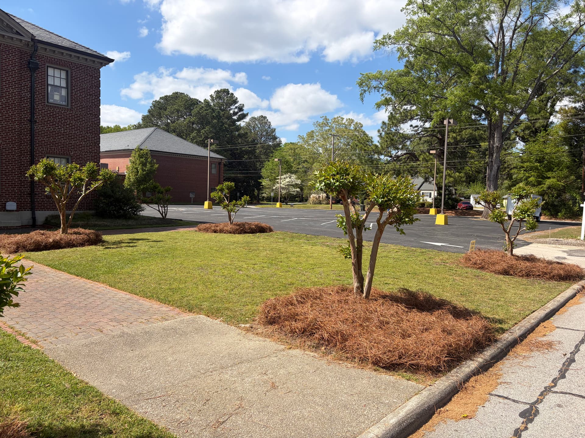 Gallery photos for Pine Straw Installation at a Local Church in Wilson NC: Image #2