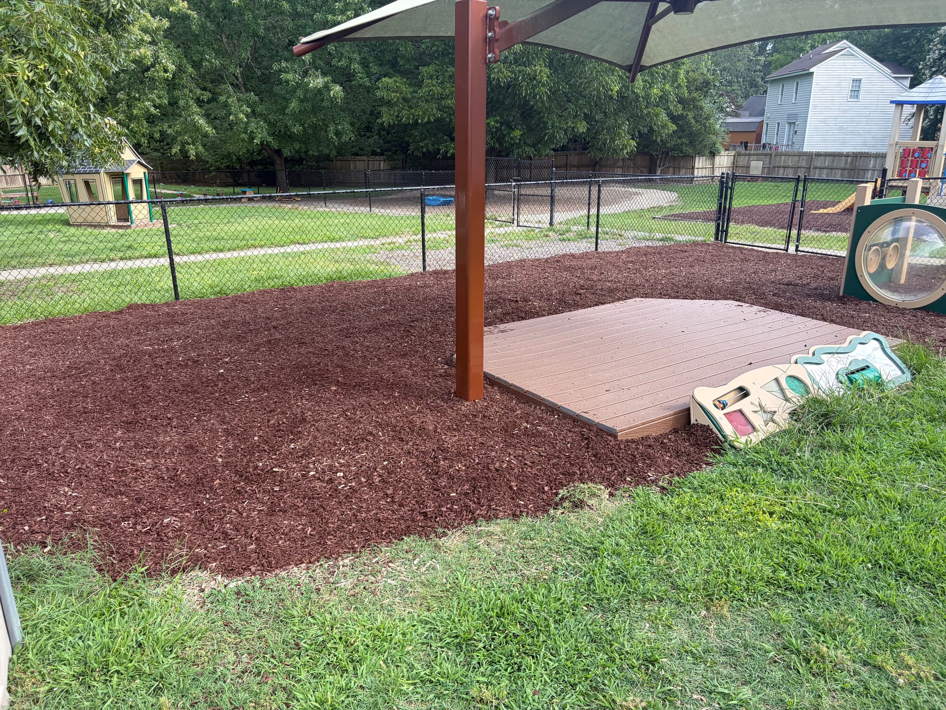 Gallery photos for 7 Yards of Brown Mulch for a Wilson NC Childcare Play Area: Image #1