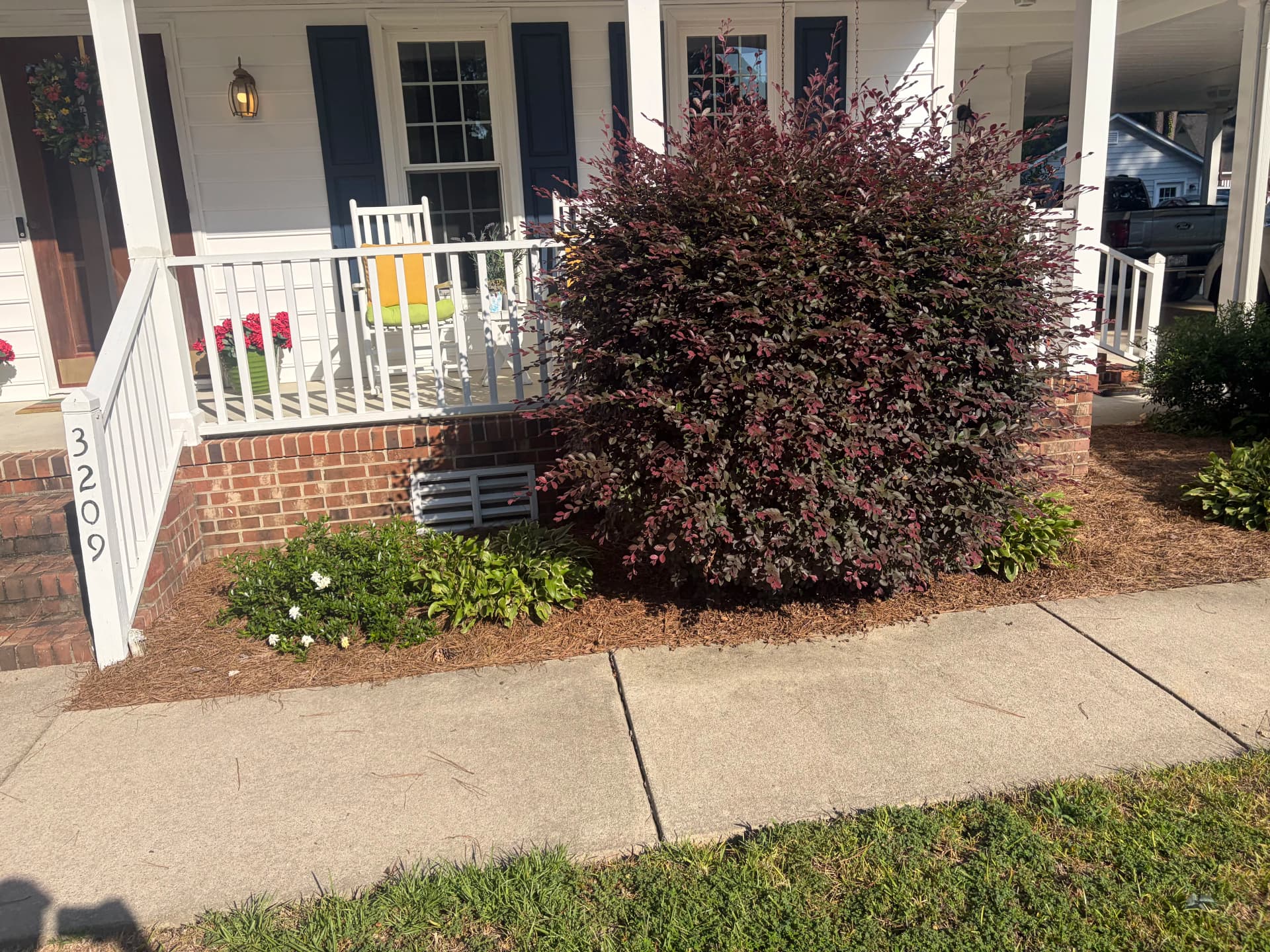 Gallery photos for Bed Redesign, Shrub Planting, and Pine Straw Installation at 3209: Image #2