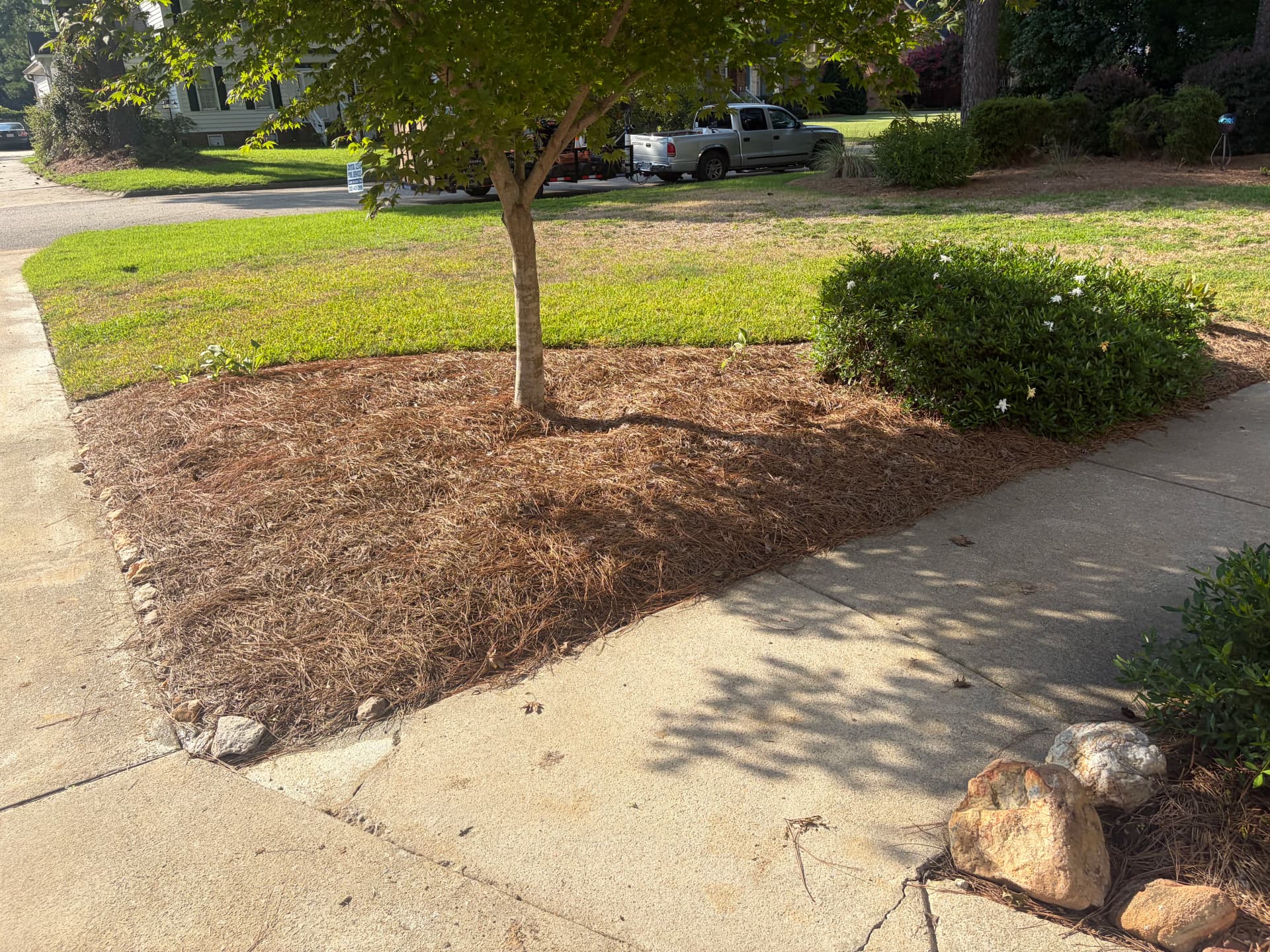 Gallery photos for Bed Redesign, Shrub Planting, and Pine Straw Installation at 3209: Image #1