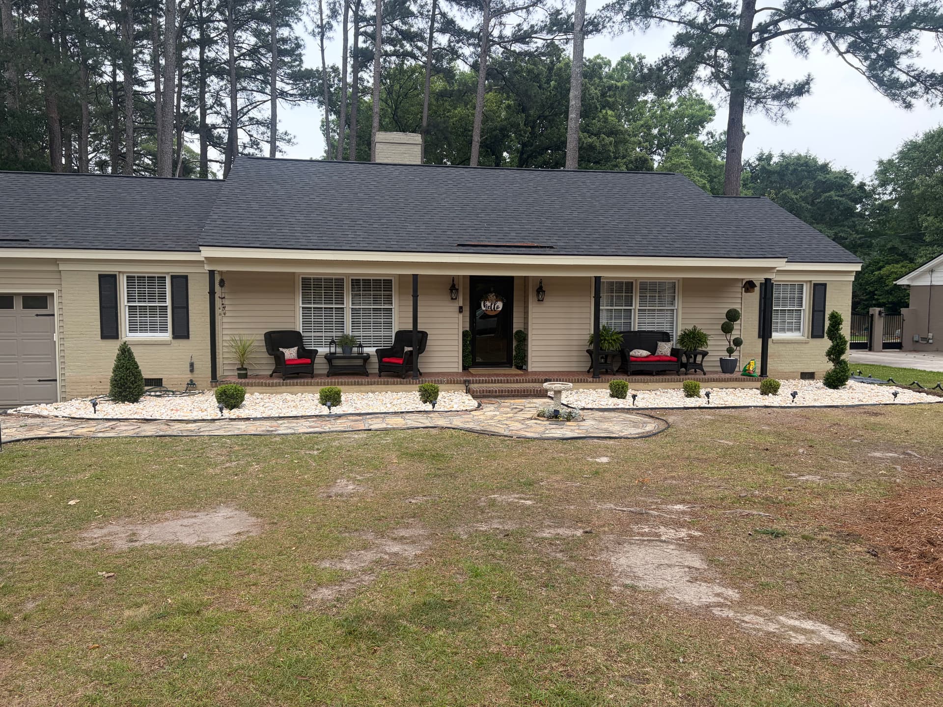 Fresh Rock and Clean Bed Edging on This Front Yard image